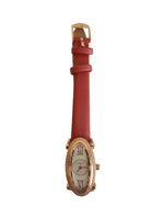 LINKS OF LONDON Ladies Red Leather Rose Gold St. Steel Oval Allegra Watch S NEW