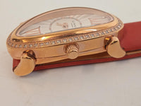 LINKS OF LONDON Ladies Red Leather Rose Gold St. Steel Oval Allegra Watch S NEW