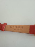 LINKS OF LONDON Ladies Red Leather Rose Gold St. Steel Oval Allegra Watch S NEW