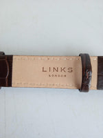 LINKS OF LONDON Ladies Dark Brown Leather Croc St. Steel 18mm Watch Strap OS NEW