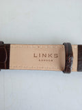 LINKS OF LONDON Ladies Dark Brown Leather Croc St. Steel 18mm Watch Strap OS NEW