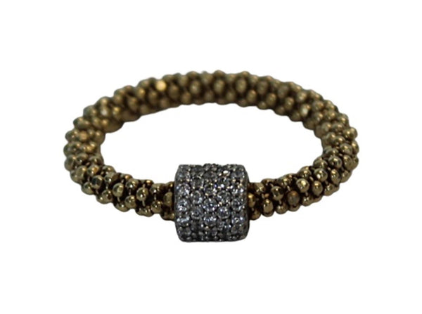 LINKS OF LONDON Ladies Sterling Silver 925 Stardust Beaded YGP/CZ Ring N NEW