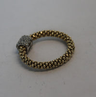 LINKS OF LONDON Ladies Sterling Silver 925 Stardust Beaded YGP/CZ Ring N NEW