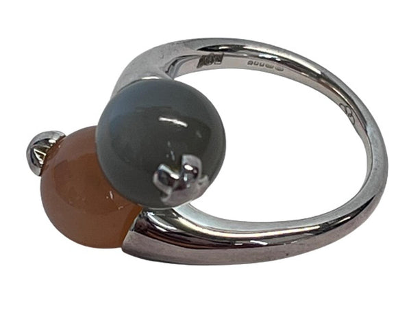 LINKS OF LONDON Ladies Sterling Silver Orange Grey Signature Moon Ring P NEW
