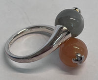 LINKS OF LONDON Ladies Sterling Silver Orange Grey Signature Moon Ring P NEW