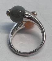 LINKS OF LONDON Ladies Sterling Silver Orange Grey Signature Moon Ring P NEW