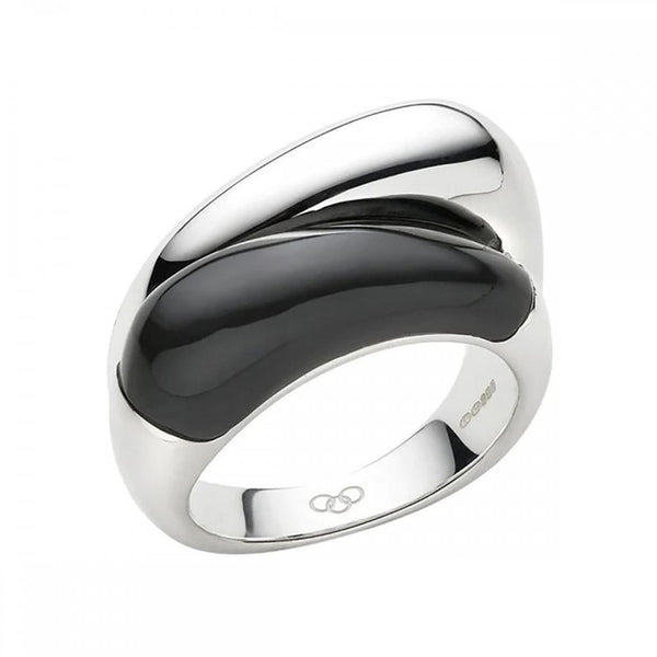 LINKS OF LONDON Ladies Hope Double Sterling Silver 925 & Onyx Ring L NEW