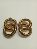 LAURA LOMBARDI Ladies Gold Tone Double Hoop Chain Earrings FAULTY