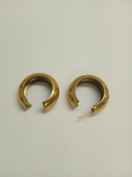 LAURA LOMBARDI Ladies Gold Tone Chunky Hoop Ring Earrings FAULTY