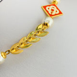 O THONGTHAI X CASABLANCA Choker Yellow Gold Plated Pearl Necklace NEW RRP3600