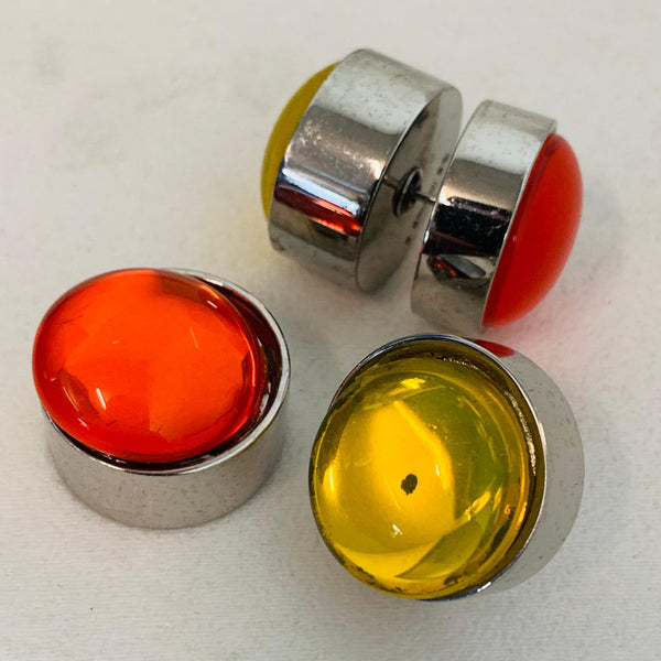 SUNNEI Stud Large Yellow Stone Back To Back Ladies Orange Earrings NEW RRP175