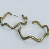 SYLVIA TOLEDANO Hoop Zig Zag Wavey Gold Ladies Earrings NEW RRP105