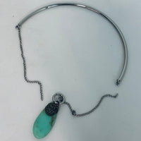 Unbranded Choker Green Charm Stone Silver Ladies Necklace NEW RRP99