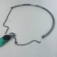 Unbranded Choker Green Charm Stone Silver Ladies Necklace NEW RRP99