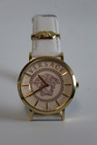 VERSACE Ladies V-Essential Stainless Steel White Leather Strap Watch NEW