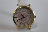 VERSACE Ladies V-Essential Stainless Steel White Leather Strap Watch NEW