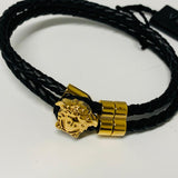 VERSACE Black Men's  Rope Medusa Contrast Strap Bracelet NEW