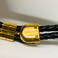 VERSACE Black Men's  Rope Medusa Contrast Strap Bracelet NEW