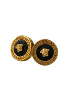 VERSACE Gold Men's  Stud Round Medusa Head Logo Earrings NEW