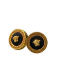 VERSACE Gold Men's  Stud Round Medusa Head Logo Earrings NEW