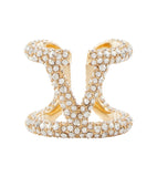 VALENTINO Swarovski Crystals V Logo Signature Ring Metal Size 15 IT NEW RRP 380
