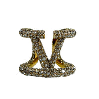 VALENTINO Swarovski Crystals V Logo Signature Ring Metal Size 15 IT NEW RRP 380