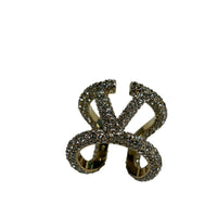 VALENTINO Swarovski Crystals V Logo Signature Ring Metal Size 15 IT NEW RRP 380