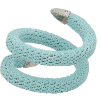 BOTTEGA VENTA Bracelet Wrap Round Knit Light Blue Silver NEW RRP480