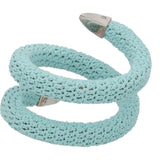 BOTTEGA VENTA Bracelet Wrap Round Knit Light Blue Silver NEW RRP480