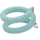 BOTTEGA VENTA Bracelet Wrap Round Knit Light Blue Silver NEW RRP480