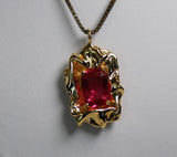 STERLING KING Ladies Edith Pink Gold Tone Crystal Pendant Necklace OS NEW