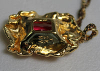 STERLING KING Ladies Edith Pink Gold Tone Crystal Pendant Necklace OS NEW