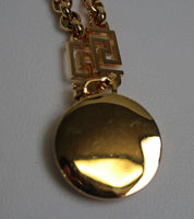 VERSACE Ladies Crystal La Medusa Medallion Greca Chain Pendant Necklace OS NEW