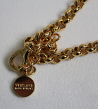 VERSACE Ladies Crystal La Medusa Medallion Greca Chain Pendant Necklace OS NEW
