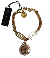 VERSACE Ladies Gold-Tone Medusa Rolo Chain Crystal Embellished Bracelet OS NEW