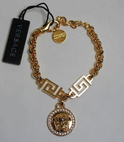 VERSACE Ladies Gold-Tone Medusa Rolo Chain Crystal Embellished Bracelet OS NEW
