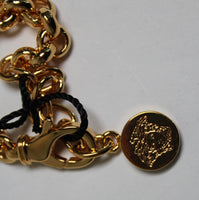 VERSACE Ladies Gold-Tone Medusa Rolo Chain Crystal Embellished Bracelet OS NEW