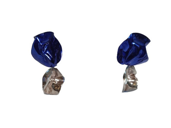 STERLING KING Ladies Blue & Silver Flashback Fold Drop Earrings One Size NEW