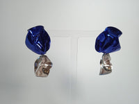 STERLING KING Ladies Blue & Silver Flashback Fold Drop Earrings One Size NEW
