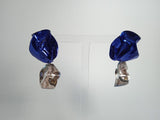 STERLING KING Ladies Blue & Silver Flashback Fold Drop Earrings One Size NEW