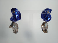 STERLING KING Ladies Blue & Silver Flashback Fold Drop Earrings One Size NEW