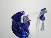 STERLING KING Ladies Blue & Silver Flashback Fold Drop Earrings One Size NEW