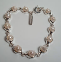 SWEETLIMEJUICE Men's Silver Noca Chain Link Pearl Bracelet Medium NEW