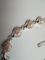SWEETLIMEJUICE Men's Silver Noca Chain Link Pearl Bracelet Medium NEW