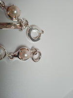 SWEETLIMEJUICE Men's Silver Noca Chain Link Pearl Bracelet Medium NEW