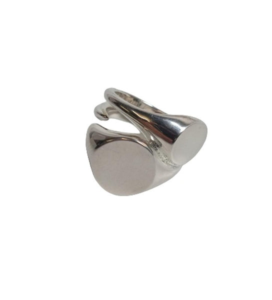 SWEETLIMEJUICE Men's Sterling Silver Stacked Signet Ring Size UK O NEW