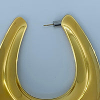 AREA Metallic Retro Style Oversized Horse Shoe Gold Buckle Earring NEW