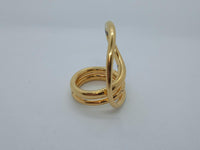 CHARLOTTE CHESNAIS Ladies Gold-Plated Round Trip Sculpted Ring UK M NEW