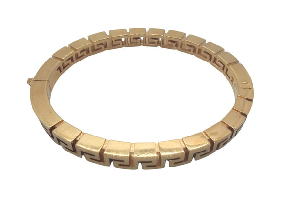 VERSACE Ladies Gold Plated Greca Motif Cut-Out Bangle Size M RRP430 NEW