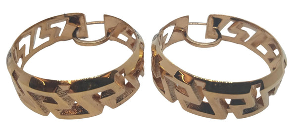 VERSACE Ladies Gold Plated Motif Cut-Out Hoop Earrings One Size RRP430 NEW